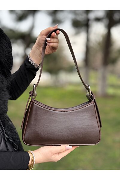 DEV 3 ADAM Brown Women's Baguette Stylish Hand and Shoulder Bag with Adjustable Strap