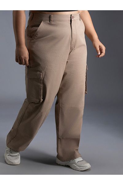 High Star By Styli Plus Size High Rise Straight Leg Cargo Pants