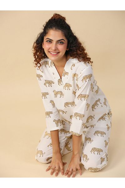 Sanskrutihomes By Styli Leopard Print Top and Pyjama Set