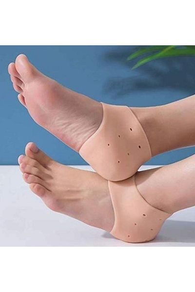 jetfast 1 Pair Skin Color Heel Liner Heel Spur Prevention Silicone Flexible Foot Insoles Heel Socks