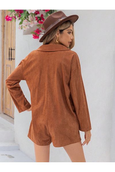 Russty Dustty By Styli Solid Double Breasted Romper