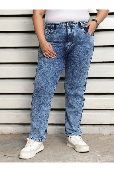 High Star By Styli بنطلون جينز باهت بقصة Slim Fit وخصر مرتفع ومقاس كبير