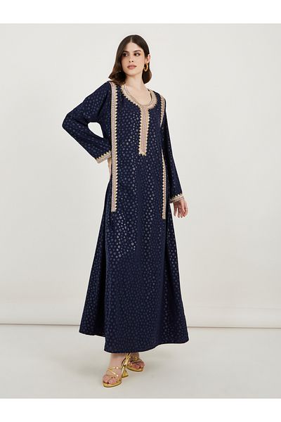 Maxim Creation By Styli Embroidered Panel Scoop Neck Kaftan