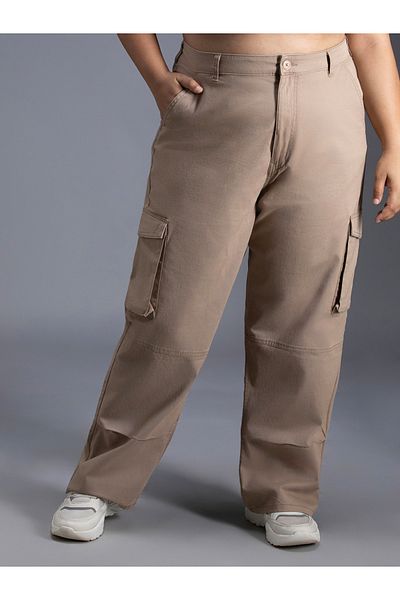 High Star By Styli Plus Size High Rise Straight Leg Cargo Pants
