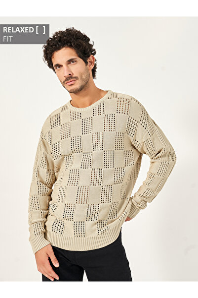 Styli سترة Pointelle Knit مريحة ذات رقبة دائرية