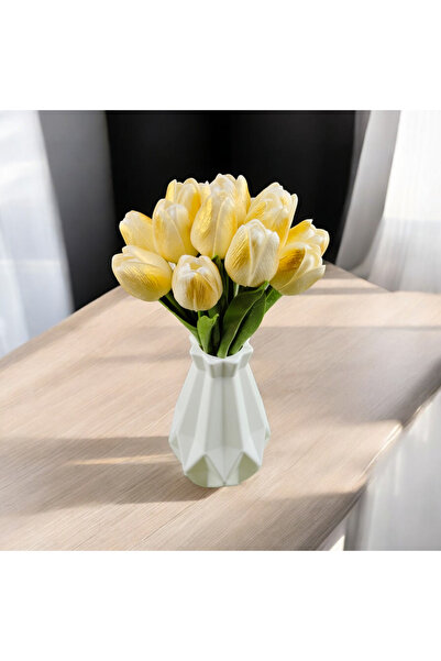 OznCicekTasarim Yapay Islak Lale Altın Sarı 10 ' Lu Premium Gold Design