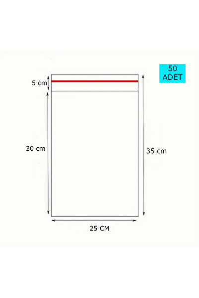 HG AMBALAJ 50 Adet 25x30(*5) Cm Bantlı Yapışkanlı Opp Jelatin Poşet, Şeffaf Poşet