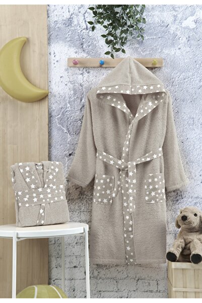 Touch روب حمام للأطفال من الجنسين بغطاء للرأس مصنوع من القطن