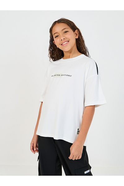 Styli Slogan Print T-Shirt with Patch Work Detail and Crago Pants Co-Ords