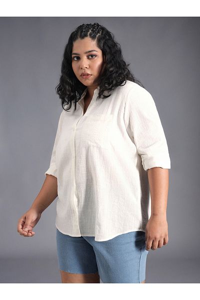 High Star By Styli Plus Size Classic Collar Oversized Shirt with Patch Pocket