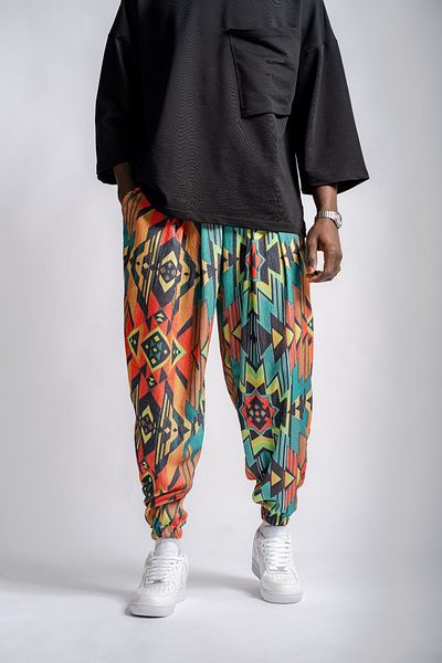 Superbluemexico Unisex Impact Pattern Summer Wrapped Baggy Trousers