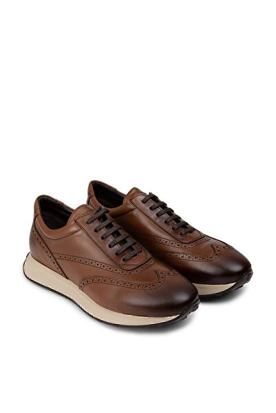 Deery Men's Sneakers - Genuine Leather, Tan Color