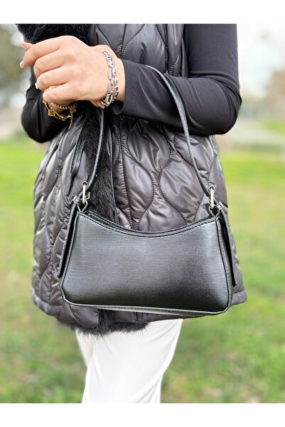 DEV 3 ADAM Black Women's Baguette Stylish Hand and Shoulder Bag with Adjustable Strap