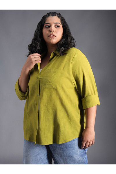 High Star By Styli Plus Size Solid Regular Fit Shirt with Pocket Detail