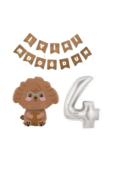 CANSIN Poodle Dog Foil Balloon 4 Years Old