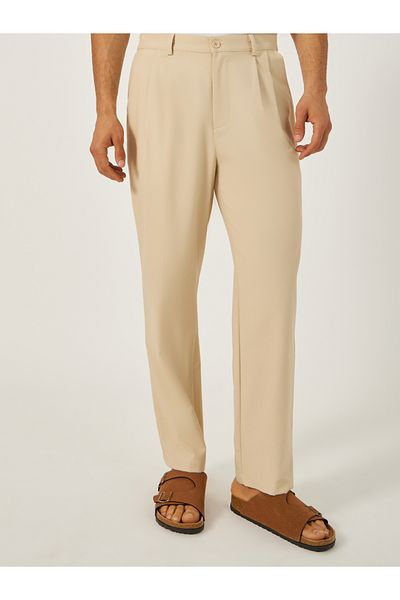 Styli Mid Rise Straight Leg Trousers with Belt Loops