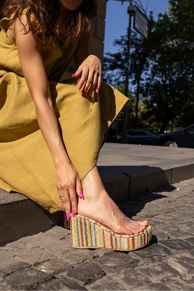 Carweza Ayakkabı Leto Colorful Wedge Heeled Transparent Slippers