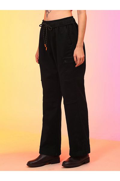 Globus By Styli High Rise Straight Fit Cargo Trousers with Drawstring