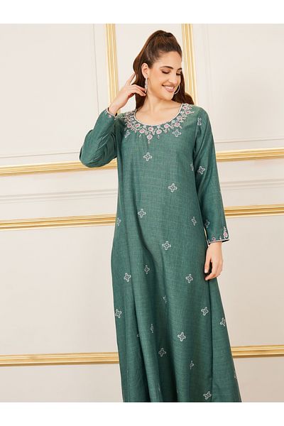 Styli Cotton Beaded Detail Printed Jalabiya