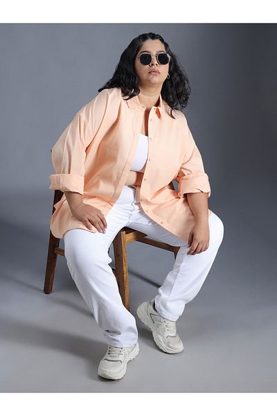 High Star By Styli Plus Size Solid Longline Relaxed Fit Shirt