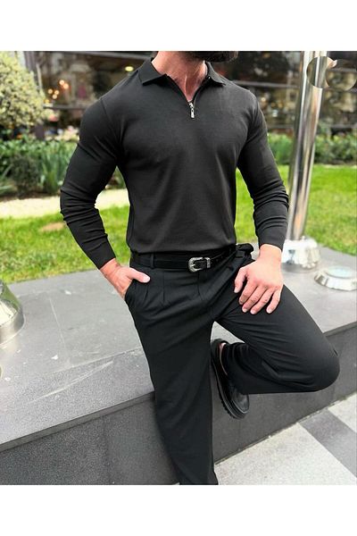 CLASSİCS MEN Ανδρικό πλεκτό μακρυμάνικο γιακά Polo-7167