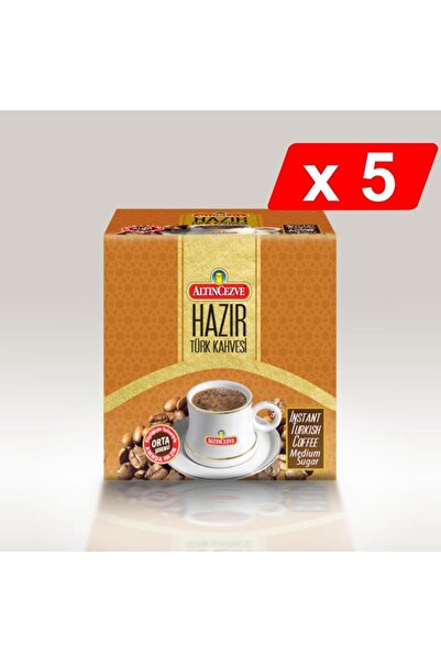 Altıncezve قهوة تركية سريعة التحضير مع سكر متوسط - 5 عبوات (20 × 9 جرام)