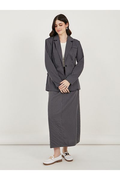 Styli Regular Fit Regular Length Striped Blazer