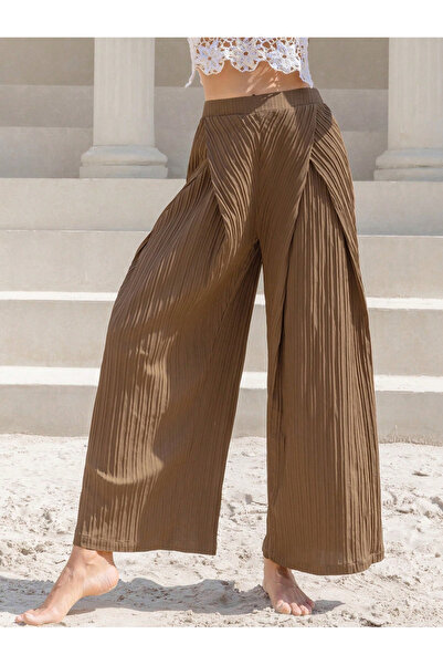 Russty Dustty By Styli Pintuck Design Layered Straight Leg Culotte Pants