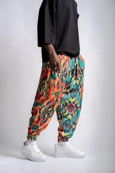 Superbluemexico Unisex Impact Pattern Summer Wrapped Baggy Trousers
