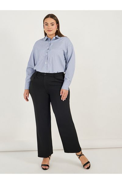 Styli Plus Size Oversized Striped Long Sleeve Shirt