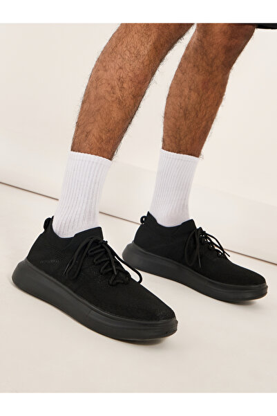 Styli Textured Lace Up Platform Sole Sneakers