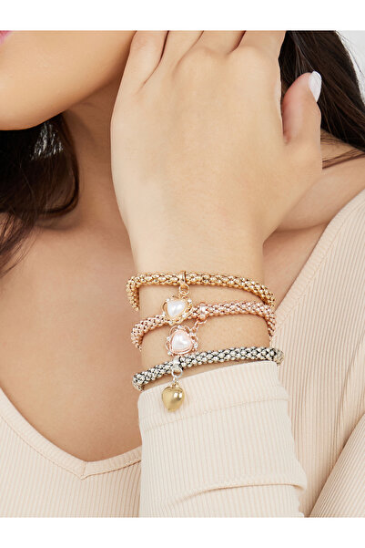 Styli مجموعة من 3 أساور على شكل قلب