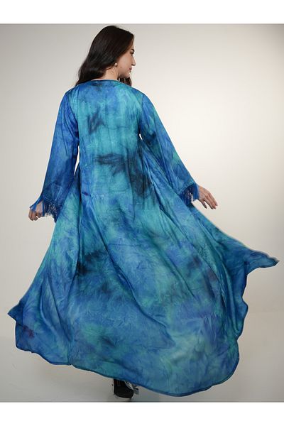 Elena by DStyle Tie and Dye Abaya with Tassel Cuff