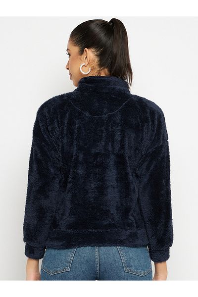 Duke By Styli High Neck Half Zip Fleece Sweatshirt
