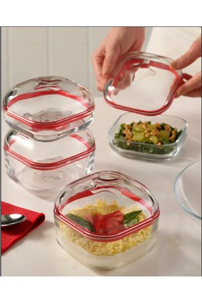 kitchenboost Pasabahce Plus Breakfast Glass Storage Container with Lid Silicone Gasket 395 Cc