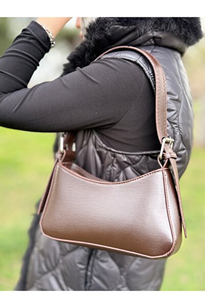 DEV 3 ADAM Brown Women's Baguette Stylish Hand and Shoulder Bag with Adjustable Strap