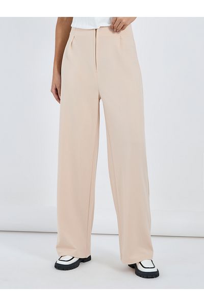 Styli Solid High Rise Wide Leg Pants
