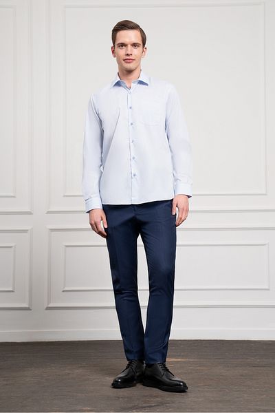 Morven Cămașă pentru bărbați A. BLUE Basic Regular Fit cu buzunar cu guler rigid
