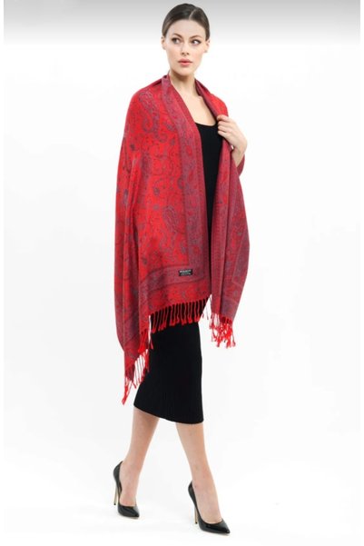 Generic Brand Cashmere Shawl |   Pomegranate Flower |   100% Cashmere Wool |   70X180Cm |   4 Seasons