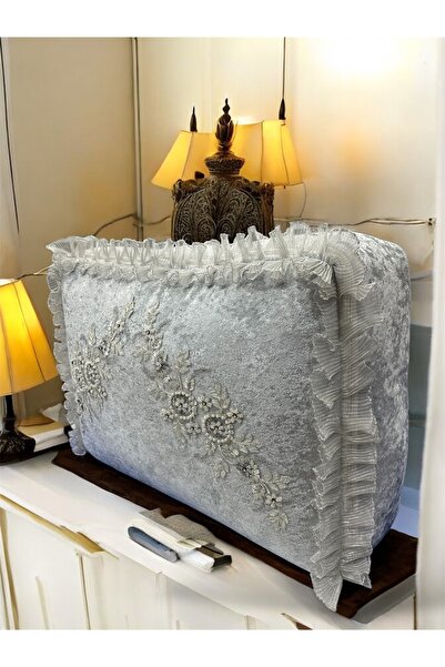 Mariabella Home Collection Esma Kadife Hurç 40x60x20 cm Orta Boy Çeyizlik Fransız Güpürlü Nakışlı Söz Nişan Gelin Bohça