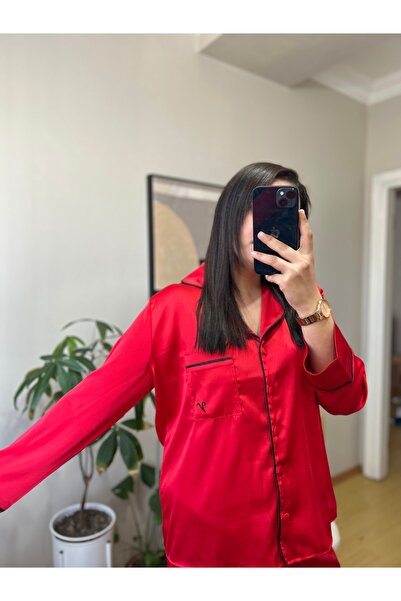 MAYA LİNGERİE %100 Saten Vs Model Pijama Takımı Kırmızı (KUTULU GÖNDERİM, SATEN TOKA HEDİYEMİZ)