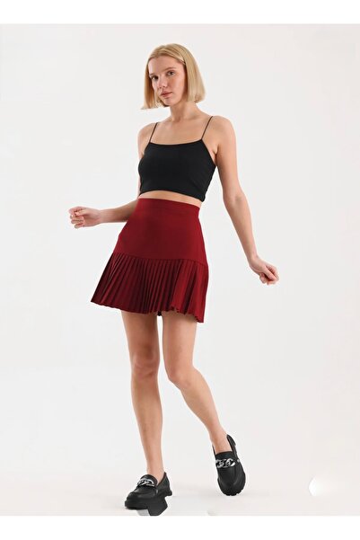 EDL Kadın Kumaş YarımPileli Etek