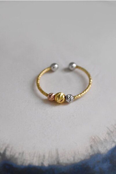 Papatya Silver 925 Ayar Gümüş Dorika Toplu Gold Yüzük