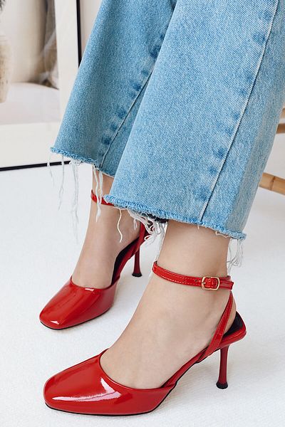 POLKA STORE Dupe Square Toe Back Open Stiletto Evening Dress Heeled Women's Shoes