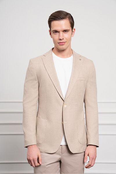 Morven Men's Beige Woven Dynamic Fit Relaxed Cut Bag Pocket Mono Collar Sports Jacket