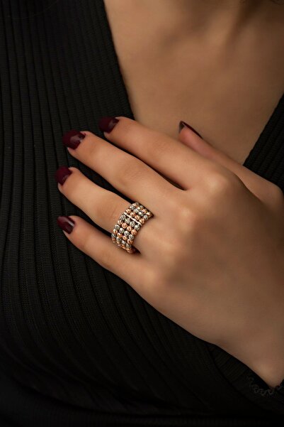 Papatya Silver 925 Ayar Gümüş Rodyum-rose Dört Sıra Ayarlanabilir Dorika Topl...