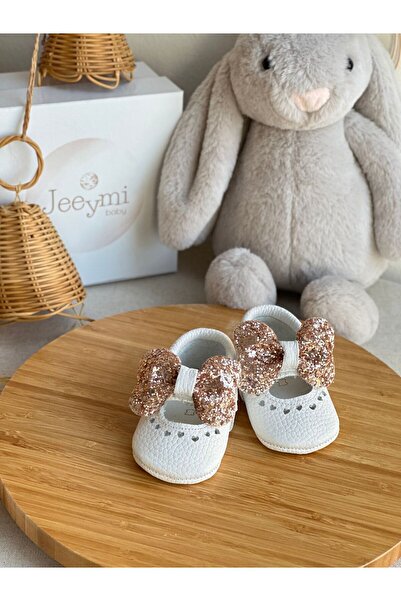 Li Puna Salmon Stone White Shine Genuine Leather Baby Moccasin