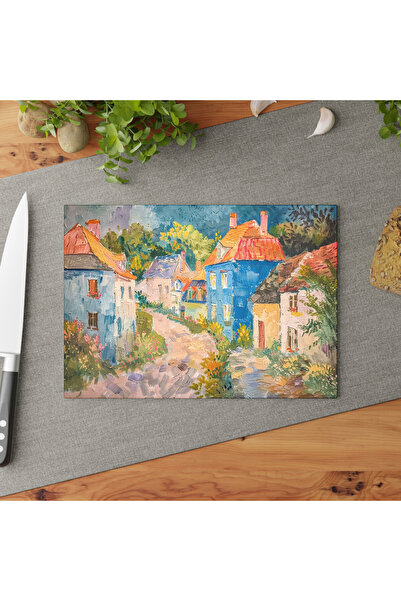 PaintedAnarchy لوح تقطيع من الزجاج المقسى بتصميم مناظر طبيعية أنيقة - سطح غير...