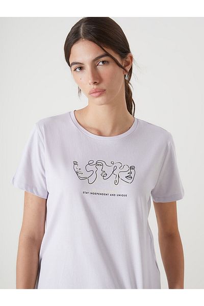 LC Waikiki New Season Crew Neck Printed Women's T-Shirt - S5Fb40Z8