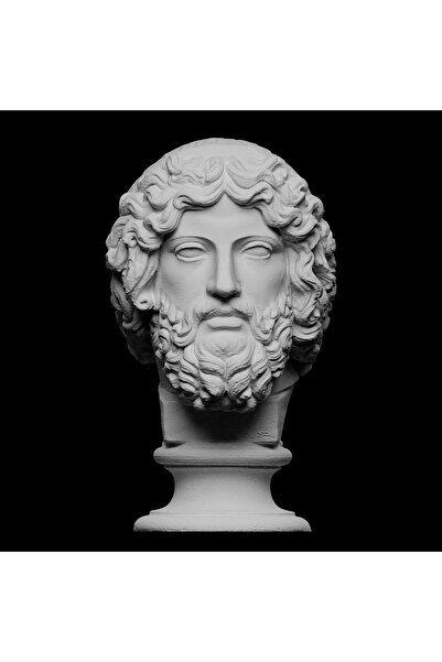 CharmFancy Antik Sakallı Tanrı Zeus Figür Büst Heykel Biblo 15cm